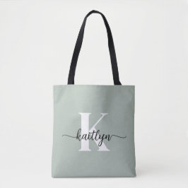 Sage Grön Skript Monogram Tygkasse