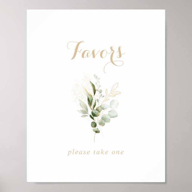 Sage grönska Eukalyptus Guld Förmånsskylt Poster (Framsidan)