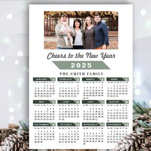 Sage Grönt 2025 Calendar Minimalist Photo Magnetic