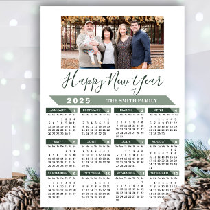 Sage Grönt 2025 Calendar Minimalist Photo Magnetic