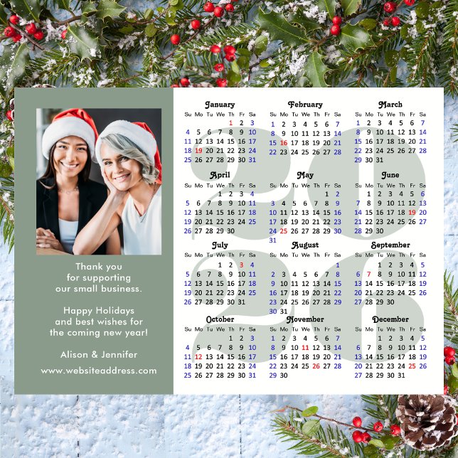 Sage Grönt 2026 Calendar Business Photo Magnetic (Skapare uppladdad)
