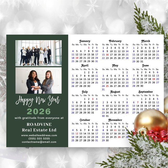 Sage Grönt 2026 Calendar Modern Business Magnetic (Skapare uppladdad)