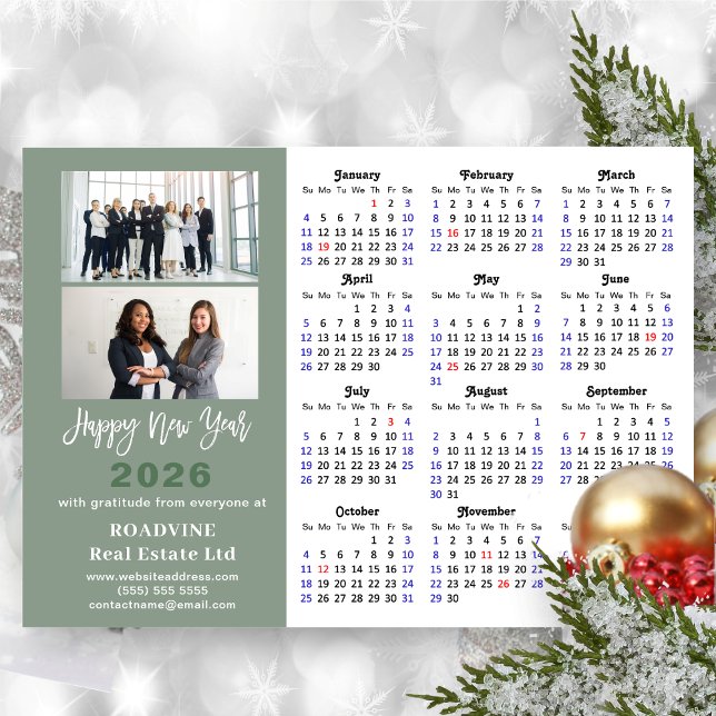 Sage Grönt 2026 Calendar Modern Corporate Magnetic (Skapare uppladdad)