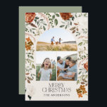 Sage grönt 3-helgdag för fotobotanisk elegant julkort<br><div class="desc">Svart,  naturlig,  sage grönt och teracotta blommigt botaniskt elegant fack för flera 3-foto-God jul helgdag-kort.</div>