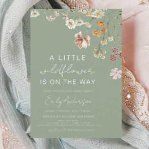 Sage Grönt A Little Wildblomma Baby Shower