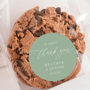 Sage Grönt A Sweet Tack Wedding Favor Runt Klistermärke