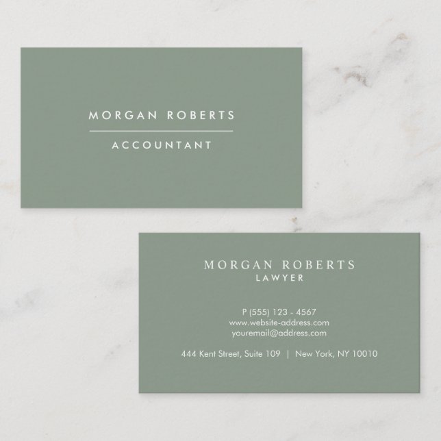 Sage Grönt Accountant Lawyer eller Professionell Visitkort (Fram/baksida)