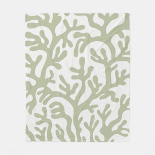 Sage Grönt Aesthetic Liquid Organic Shapes Mönster Fleecefilt