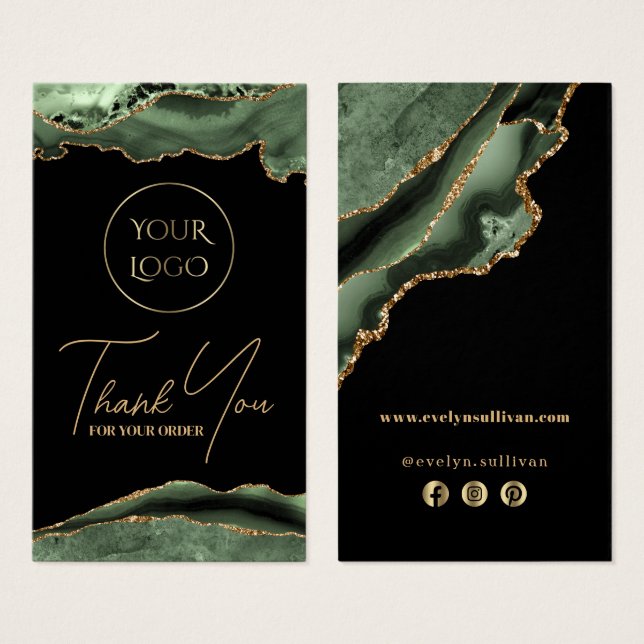 Sage grönt agate paket infoga visitkort (Framsida & baksida)
