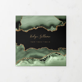 Sage grönt agate trifold brochure