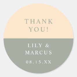 Sage Grönt and Cream Tack Wedding Favding Runt Klistermärke