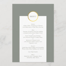 Sage Grönt and Gold Foil Circle Monogram Bröllop Meny