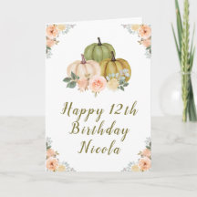 Sage Grönt and Peach Blommigt Pumpkins Birthday