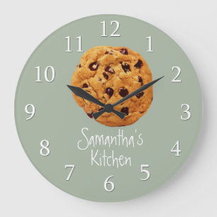 Sage Grönt and White Chocolate Chip Kitchen Stor Klocka