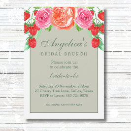 Sage Grönt and White Peach Peony Möhippa Brunch Inbjudningar