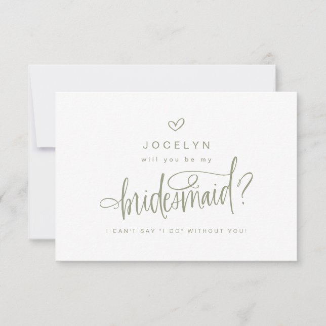 Sage Grönt Anpassningsbar blir mitt Bridesmaid-kor OSA Kort (Framsida)