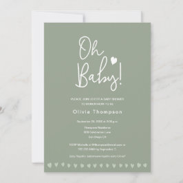 Sage Grönt Anpassningsbar Oh Baby Shower Gender Ne Inbjudningar