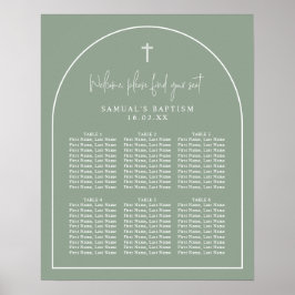 Sage Grönt Arch Minimalist Baptism Sittdiagram Poster