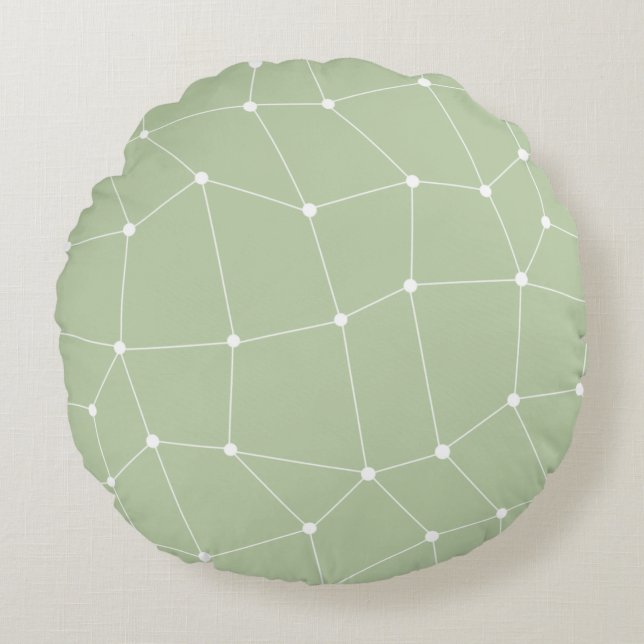 Sage Grönt Art Design Pillow Fodral Rund Kudde (Framsidan)