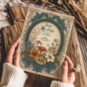 Sage Grönt Art nouveau Alphonse Mucha Bröllop Spara Datumet