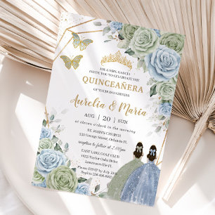 Sage Grönt Baby blue Blommigt Twillingar Guld Quin Inbjudningar