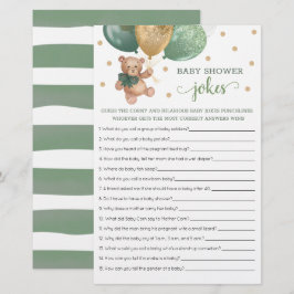 Sage Grönt Baby Shower Baby skämtar Nalle för spel