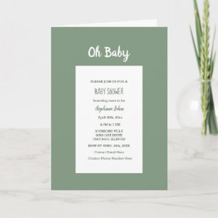 Sage Grönt Baby Shower Elegant Simple Boy Girl Inbjudan