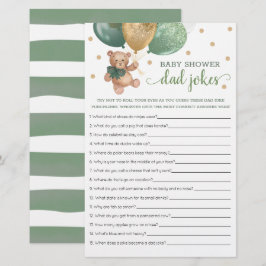 Sage Grönt Baby Shower Pappa skämtar Nalle för spe