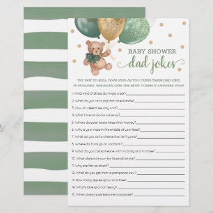 Sage Grönt Baby Shower Pappa skämtar Nalle för spe