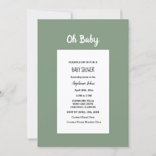 Sage Grönt Baby Shower QR-kod enkel minimal Inbjudningar