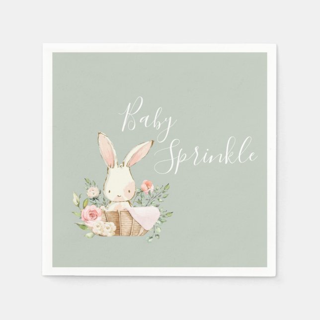 Sage Grönt Baby Sprinkle Script Baby Shower Pappersservett (Framsidan)