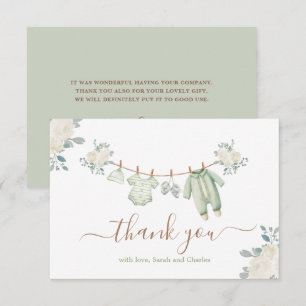 Sage Grönt Barnkläder Baby Shower Tack för ditt ko