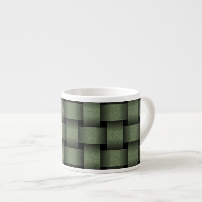 Sage Grönt Basket Weave Espressomugg (Framsida höger)