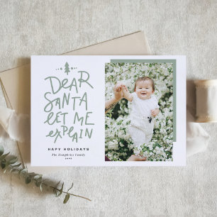 Sage Grönt Bäste Santa Let Me förklara Baby Photo Helgkort