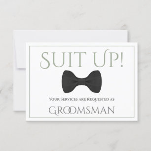 Sage Grönt be min Groomsman Roligt Bow Tie Kort