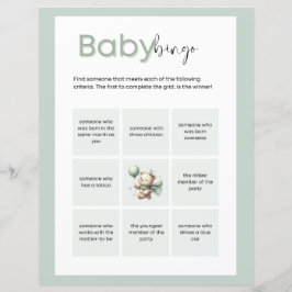 Sage Grönt Bear Baby Bingo