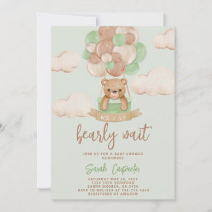 Sage Grönt Bear Baby Shower Boy-inbjudan Inbjudningar