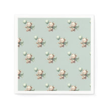 Sage Grönt Bear Baby Shower Napkins