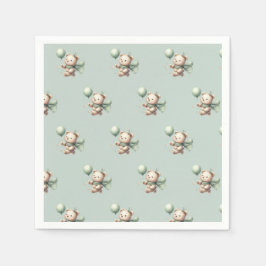 Sage Grönt Bear Baby Shower Napkins Pappersservett