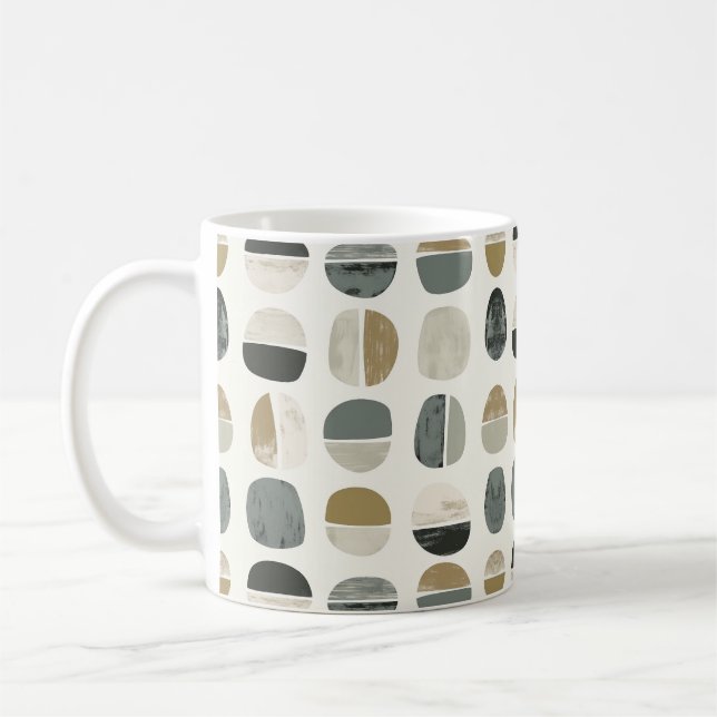 Sage Grönt & Beige Bohemian Stil Abstrakt Kaffemugg (Vänster)