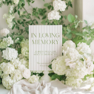 Sage Grönt & Beige Bröllop i Loving Memory Sign Inbjudningar