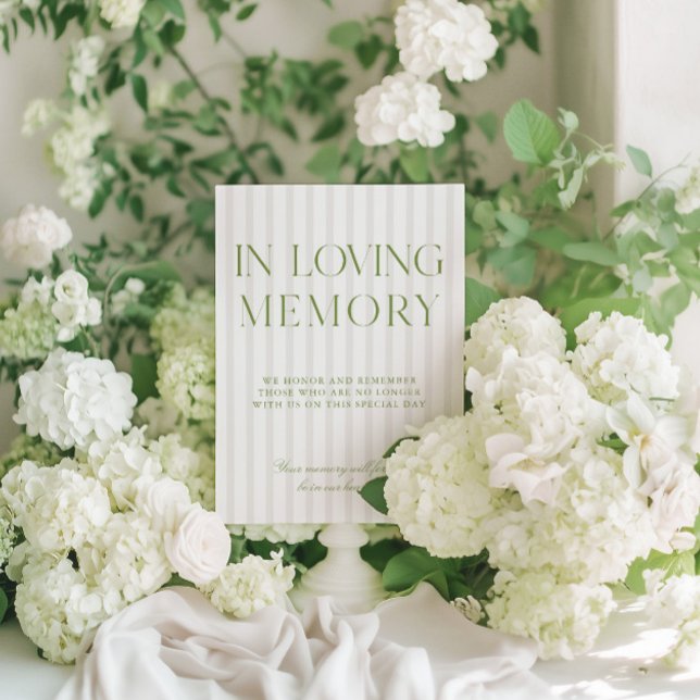 Sage Grönt & Beige Bröllop i Loving Memory Sign Inbjudningar (Sage Green & Beige Wedding In Loving Memory Sign)