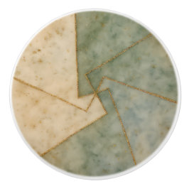 Sage Grönt Beige Guld Marble Geometric Artistic Knopp