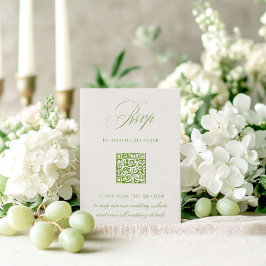 Sage Grönt & Beige QR-OSA Bröllop-kort OSA Kort