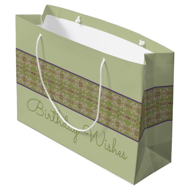 Sage Grönt Birthday Tote Gift Bag (Baksidan Vinklad)