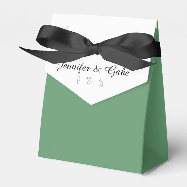 Sage Grönt Black and White Wedor Favor Box Presentaskar (Framsidan Sidan)