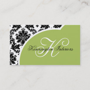 Sage Grönt Black Damask-Affärskort Visitkort