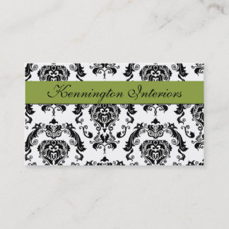 Sage Grönt Black Damask Snöre Affärskort Visitkort