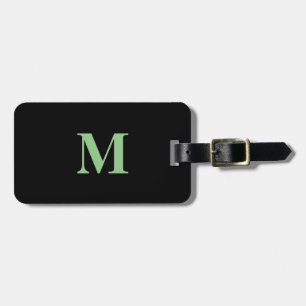 Sage Grönt Black Monogram Gift Party-förmån Bagagebricka