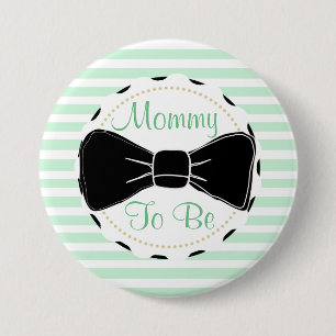 Sage Grönt Black Rand Mamma till Baby Shower Knapp